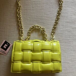 Citrine Padded Woven Handbag with Gold Hardware